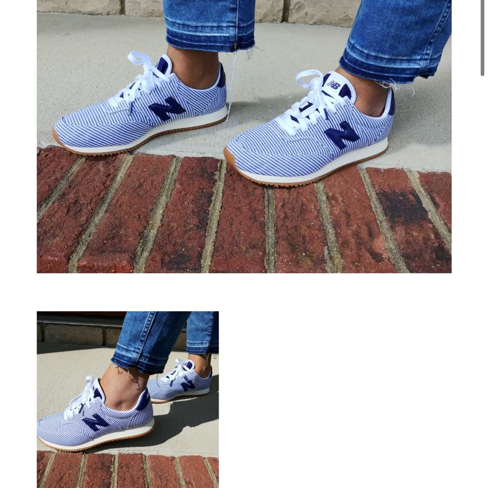 J.Crew / New Balance - 9.5 - Blue and White Striped Sneakers with White Laces
